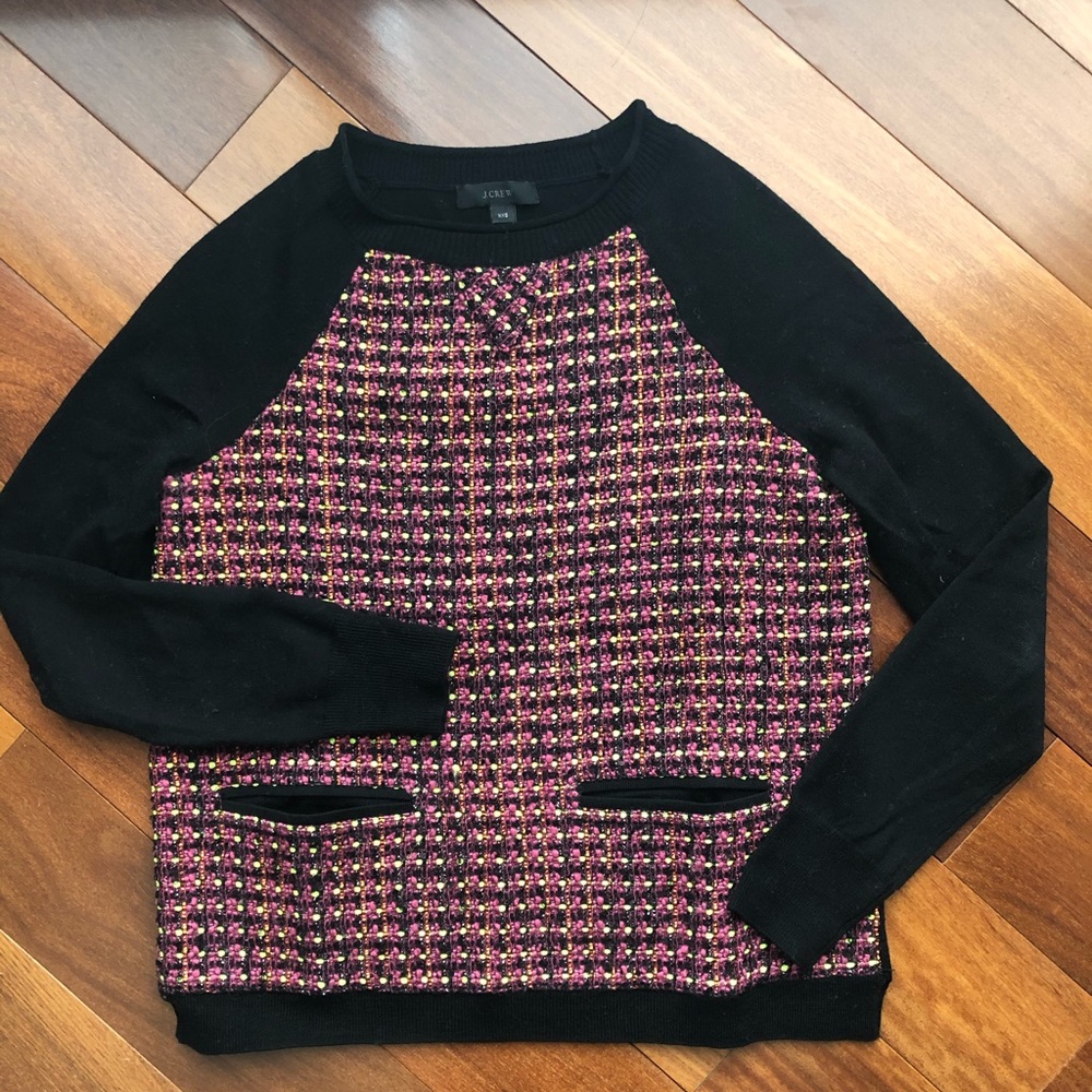 Tweed front sweater j.crew size Xxs